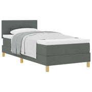 Letto singolo | Letto per adulti | Letto a molle con cuscino Grigio scuro 90 x 190 cm Tessuto
