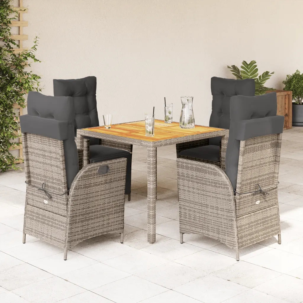 Set da Pranzo da Giardino 5 pz con Cuscini in Polyrattan Grigio 3213105
