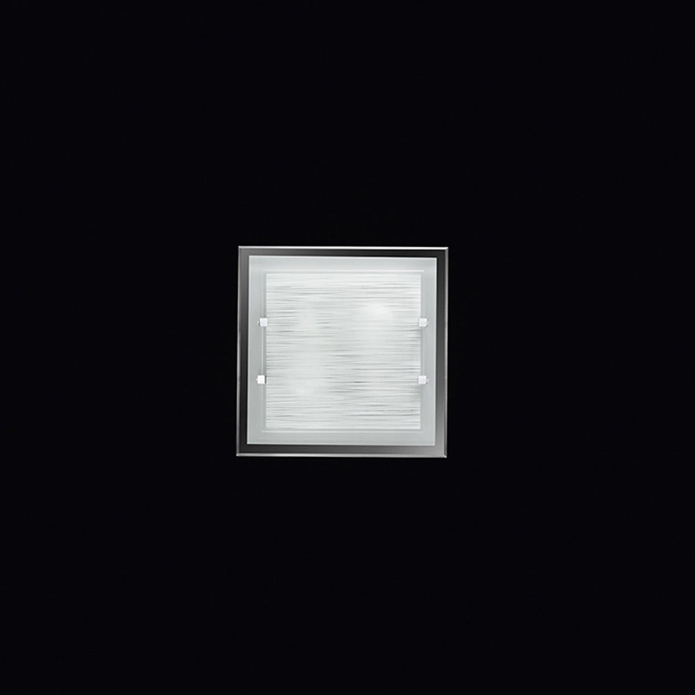 Applique Quadrata Contemporanea Frame Vetro Bianco Satinato 2 Luci E27