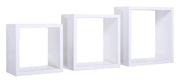 Set 3 Mensole da Parete Cubo in Fibra di Legno Incubo Bianco