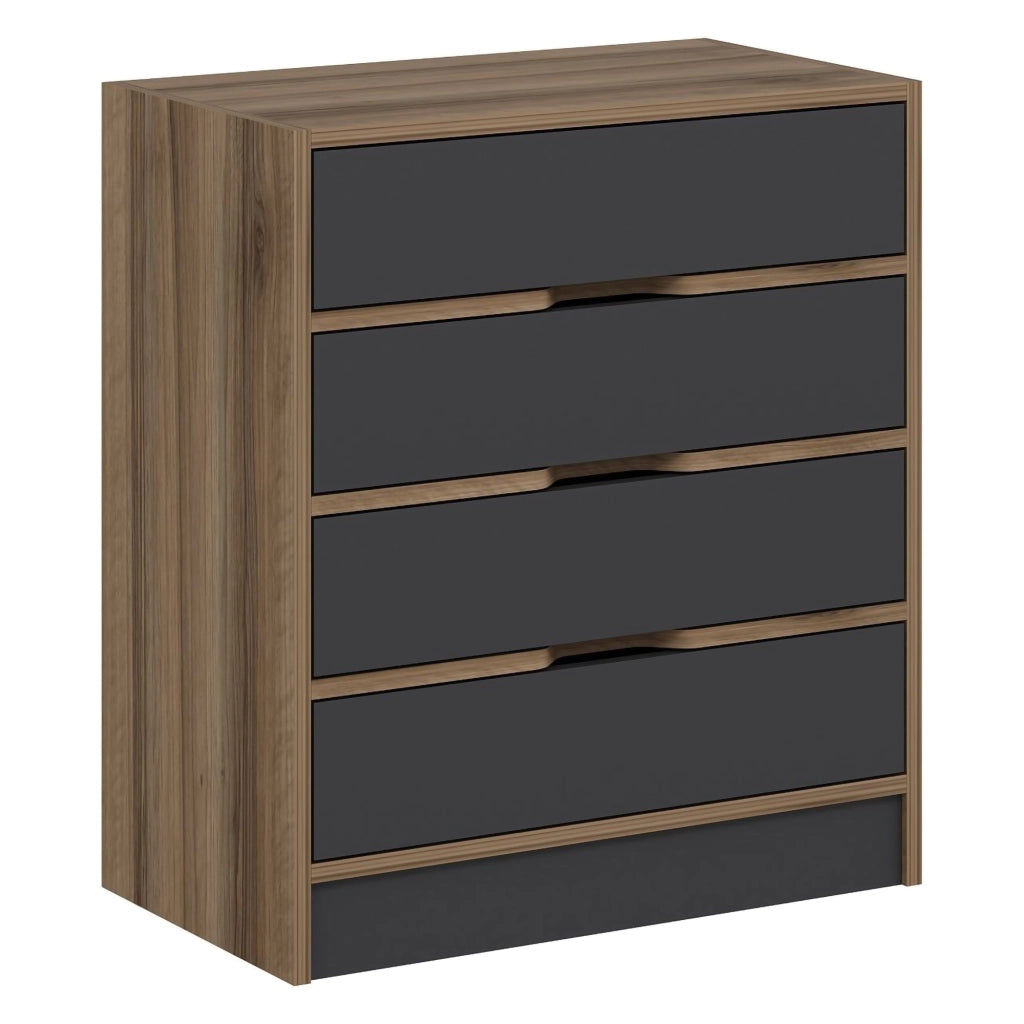 Gazzola, Cassettiera 4 Cassetti, 70x40x79h cm Nero Antracite