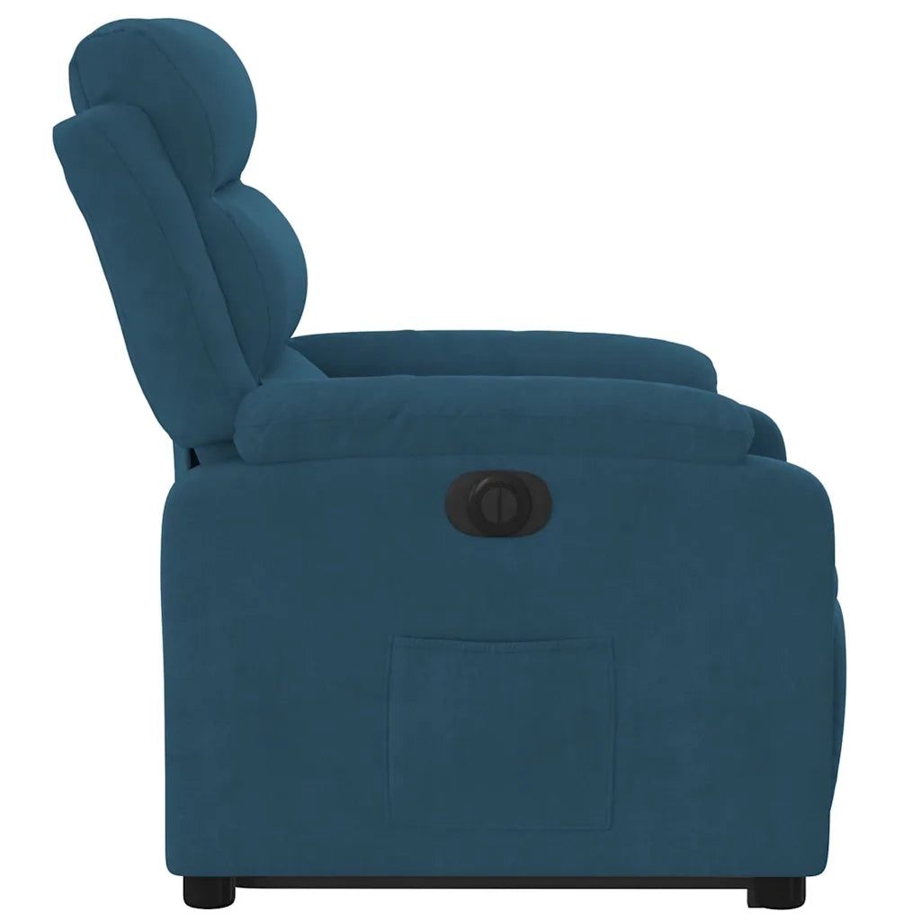 Poltrona Alzapersona Reclinabile Elettrica Blu in Velluto