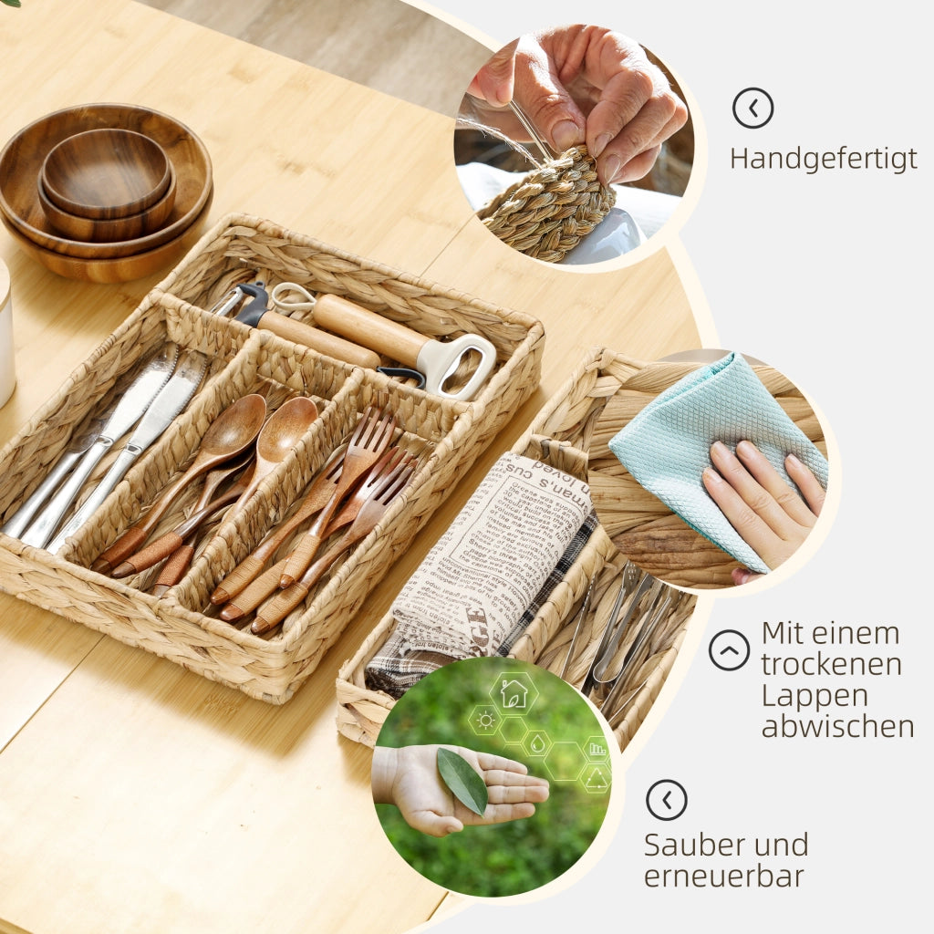 Set 2 Cestini Organizer con Scomparti ¨C Xylo ¨C Tessuto Multiuso per Soggiorno Camera Cucina