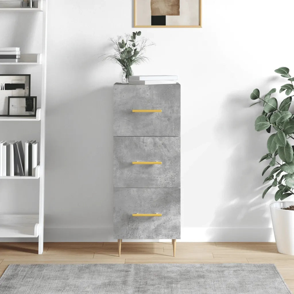 Credenza Grigio Cemento 34,5x34x90 cm in Legno Multistrato 828592