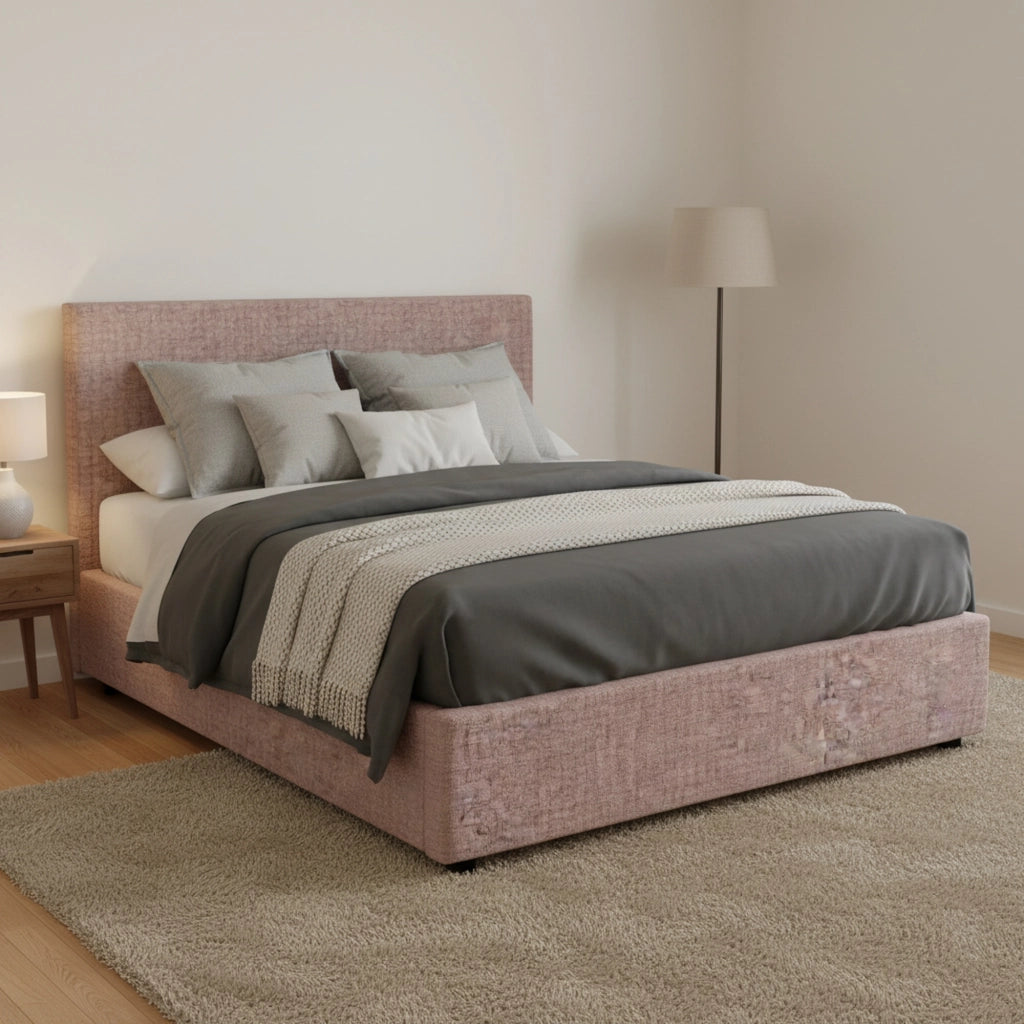 Worthing, Letto Matrimoniale Sfoderabile Made in Italy, Rosa Antico