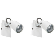 Set di 2 lampade da parete faretti in metallo color bianco soggiorno ingresso camera da letto