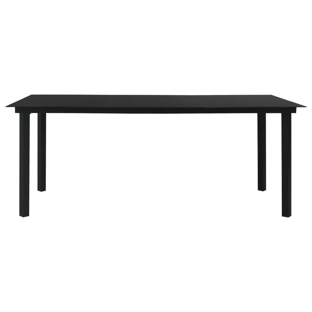 Set da Pranzo da Giardino 7 pz Nero in Vetro e Acciaio cod mxl 41306