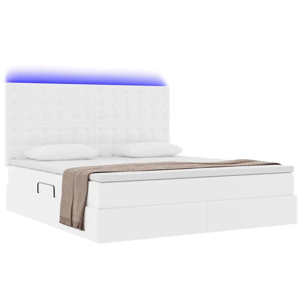 Letto con contenitore e LED con led Bianco Puro 180 x 200 cm