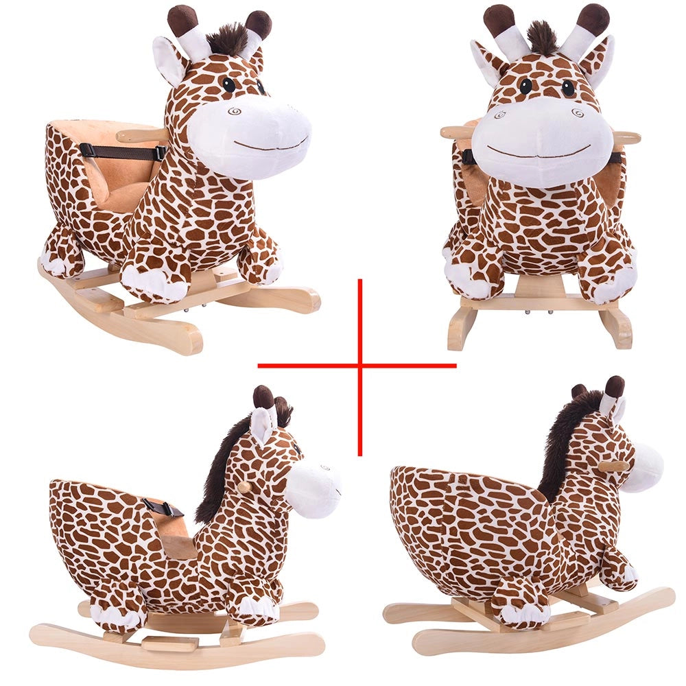 Giraffa a Dondolo Cavalcabile Peluche Giocattolo Bambini con Effetti Sonori