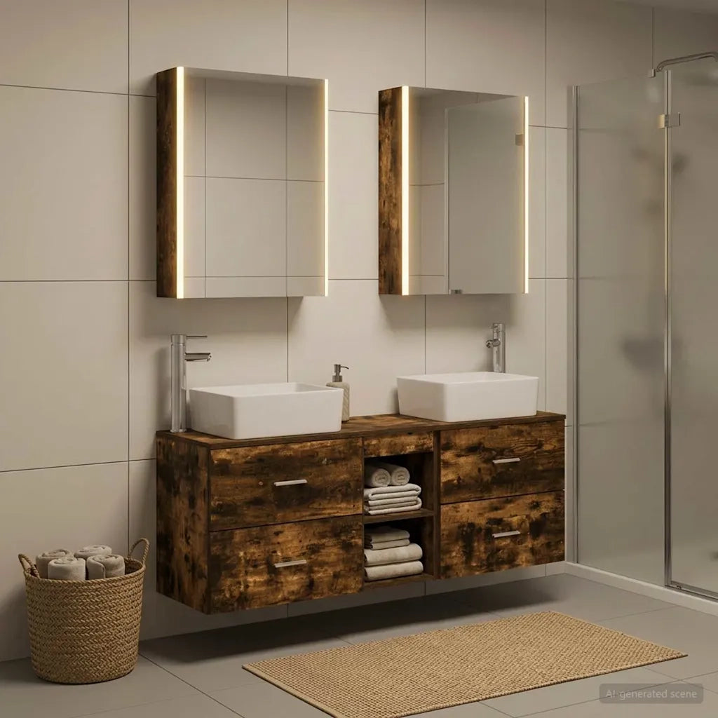 Set di mobili per il bagno 5 pcs Rovere Fumo 3406851