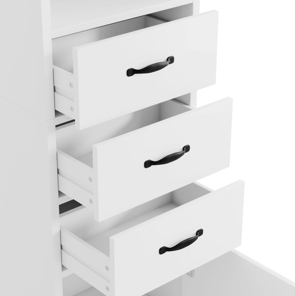 Mobile bagno alto bianco 38 x 26 x 172,5 cm in MDF con cassetti e ripiani regolabili