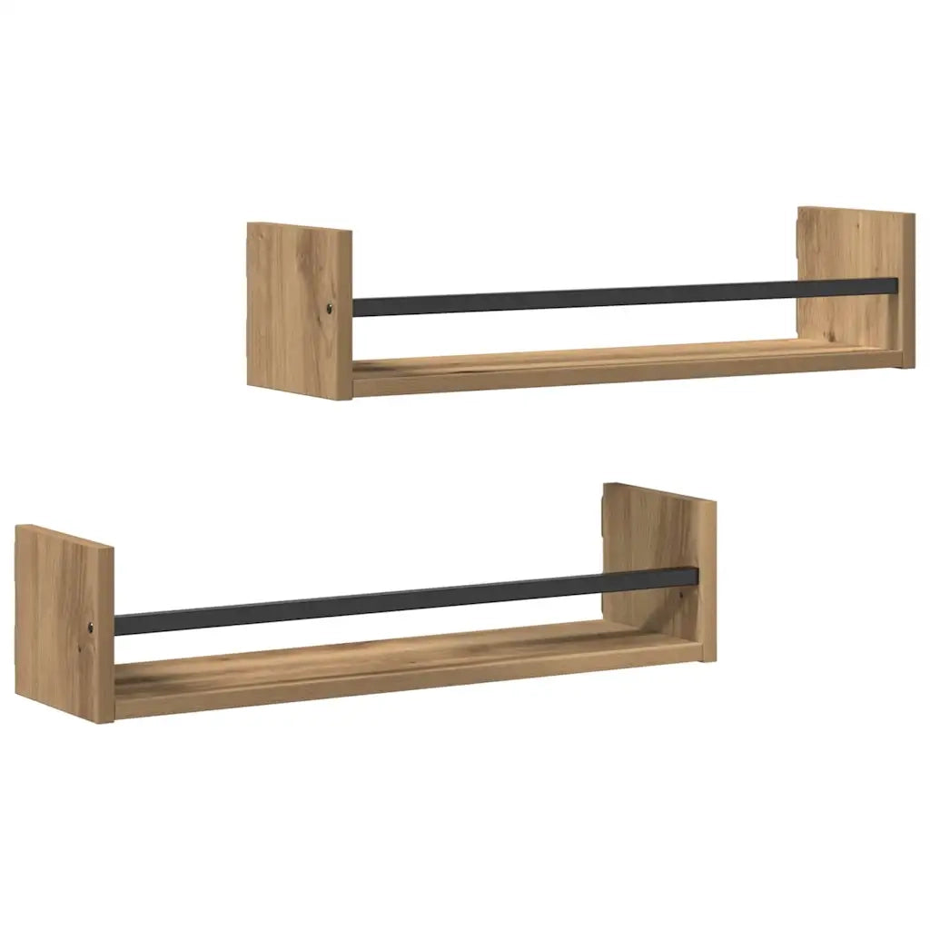 Scaffale da parete 2 pcs Rovere artigianale 60 x 16 x 14 cm 869083