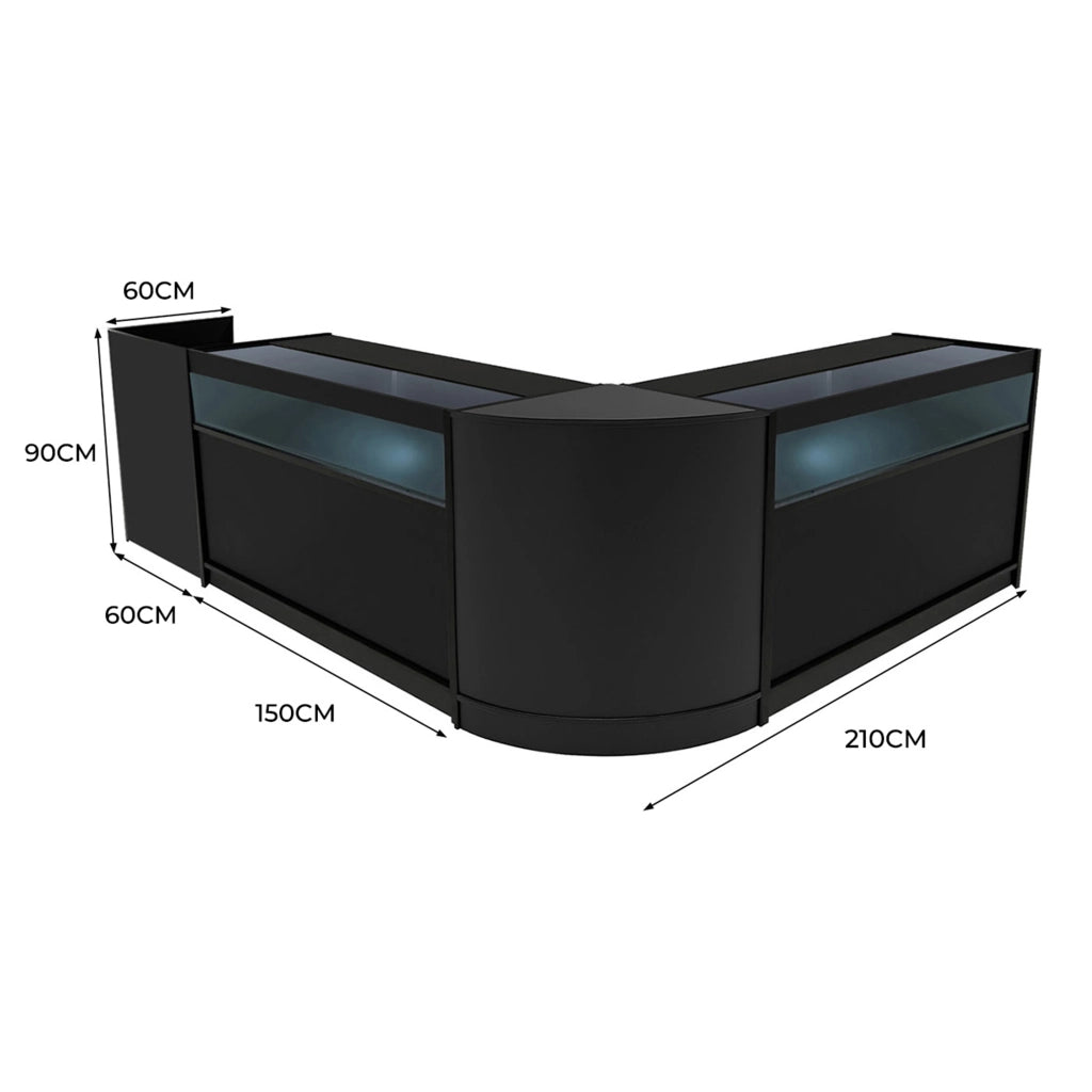Set Banconi Negozio Nero Luna LED B1500 CM60 TB60 con Serrature e Vetrina