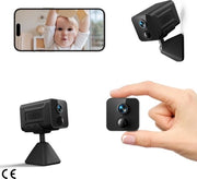 Mini Camera di Sicurezza WiFi a Batteria, 1080P, Sensore di Movimento PIR, Visione Notturna, Due Vie Audio - Proteggi la tua zona con Archiviazione SD/Cloud (WiFi 2.4GHz)