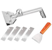 Strumento di pulizia per cucina con maniglia ergonomico - Grattatore per cucina - Kit di pulizia per cucina - Lame di ricambio - Materiale: Lega di alluminio/Rostofree Stainl - Dimensioni 41x15x13cm