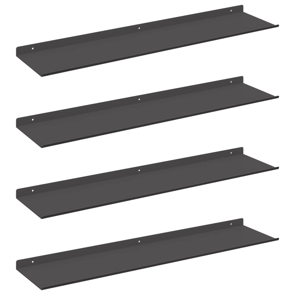 Mensola sospesa 4 pcs Nero 80 x 18 x 2,5 cm Acciaio 8004033