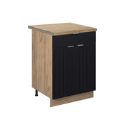 Mobiletto base per cucina Fame-Line Nero rigato/Rovere dorato 60 cm con cassetto, PL Rovere Vicco