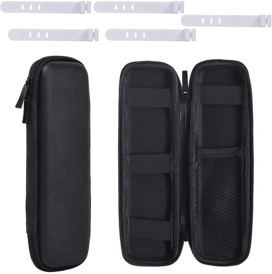 Etui Deluxe Premium, etui in pelle sintetica nera con protezione e tasca integrata per matite, penne e cavo USB - ideale per lavoro, studio e creatività