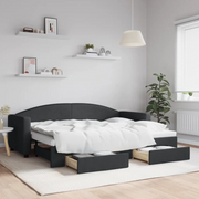 Divano Letto Estraibile con Cassetti-Sofa Letto-Daybed Nero 80x200 cm in Tessuto 391123