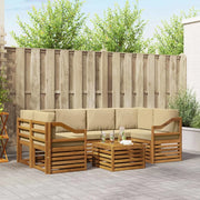 Set di divani da esterno con cuscino 7 pcs Naturale e Beige 3374468