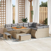 Set di divani da giardino 12 pezzi con cuscini Beige Polyrattan Acacia