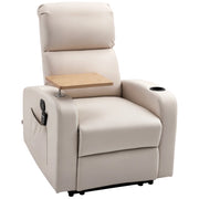 Poltrona relax massaggiante reclinabile ¨C Zephmum ¨C Tessuto microfibra beige con braccioli e vassoio
