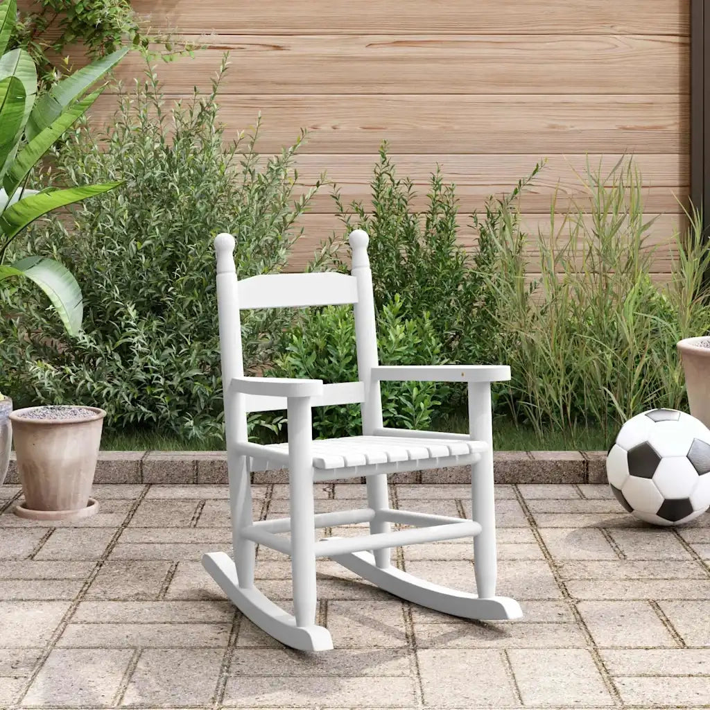 Sedia a Dondolo per Bambini Bianca in Legno Massello di Pioppo CFW7197136