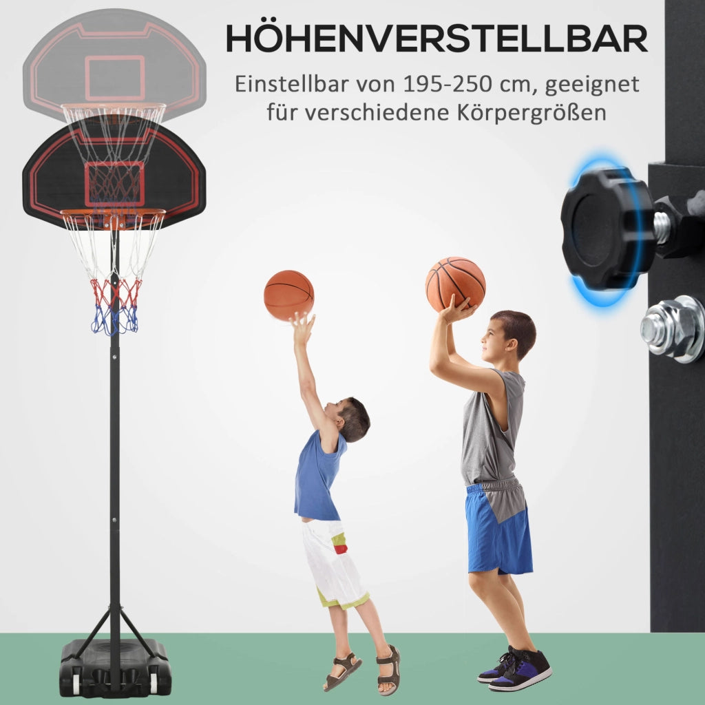Canestro da basket regolabile con base mobile per ragazzi