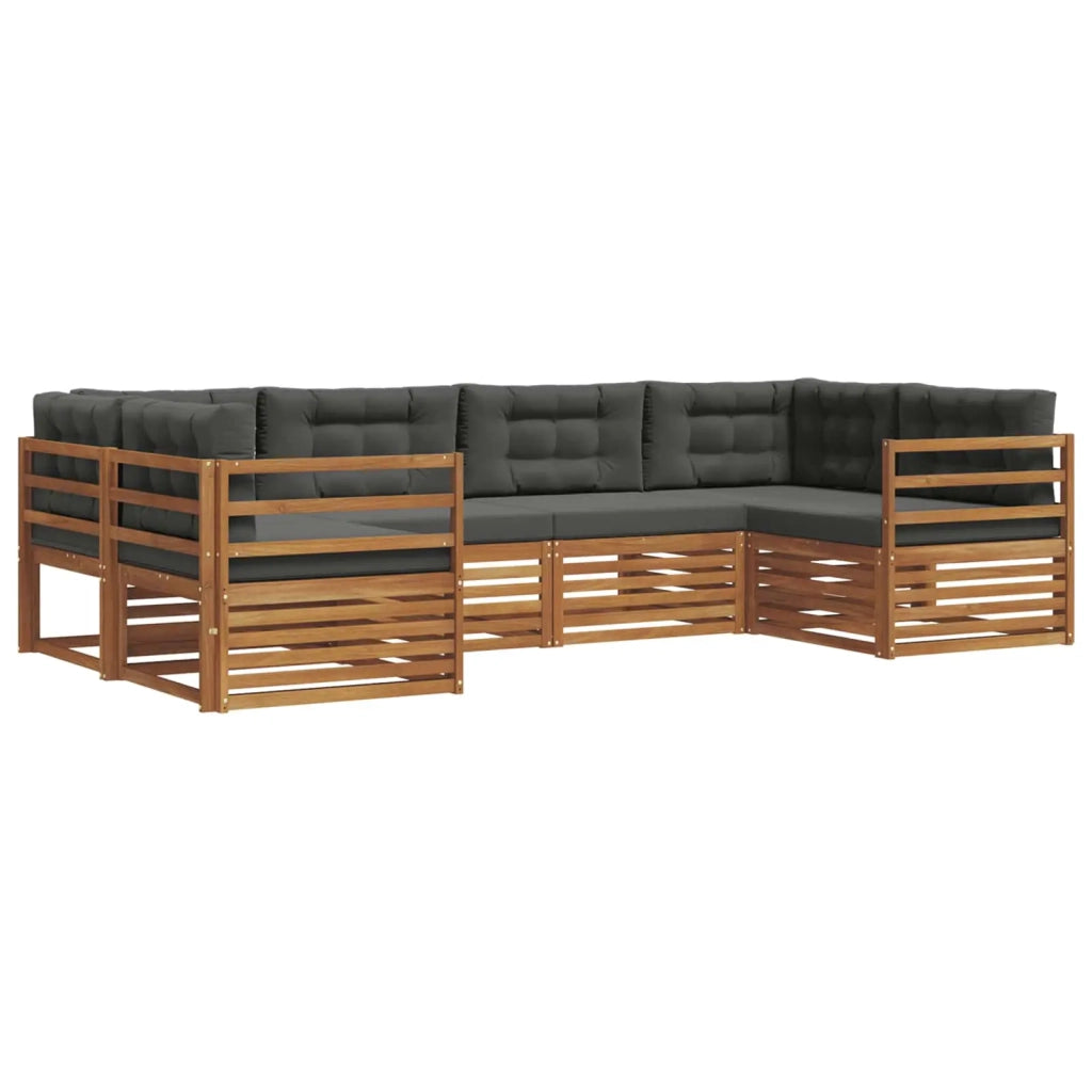 Set di divani da esterno con cuscino 6 pcs Naturale e Antracite