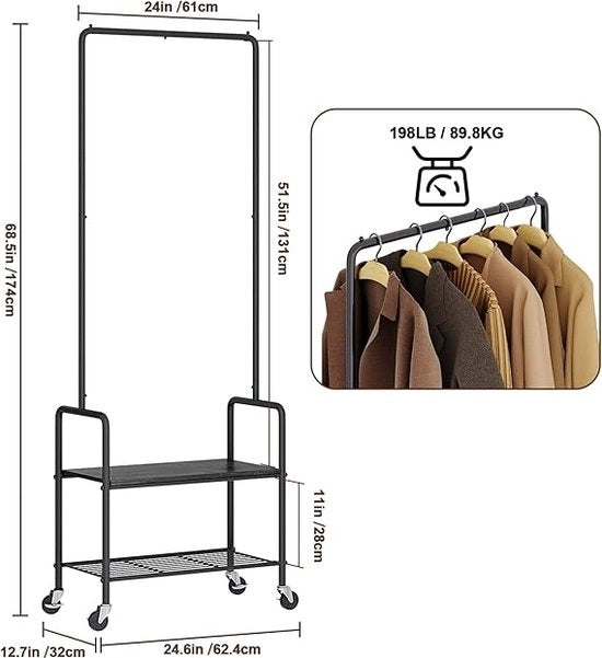 Armadio aperto, stendibiancheria, stendipantaloni, guardaroba 32D x 62,4W x 174H centimetri