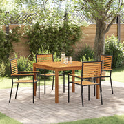 Set pranzo giardino 5 pezzi  in polyrattan nero acacia