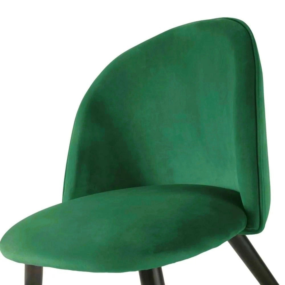Set 4 Sedie Imbottite 49x52x79 cm in Velluto Verde e Nero