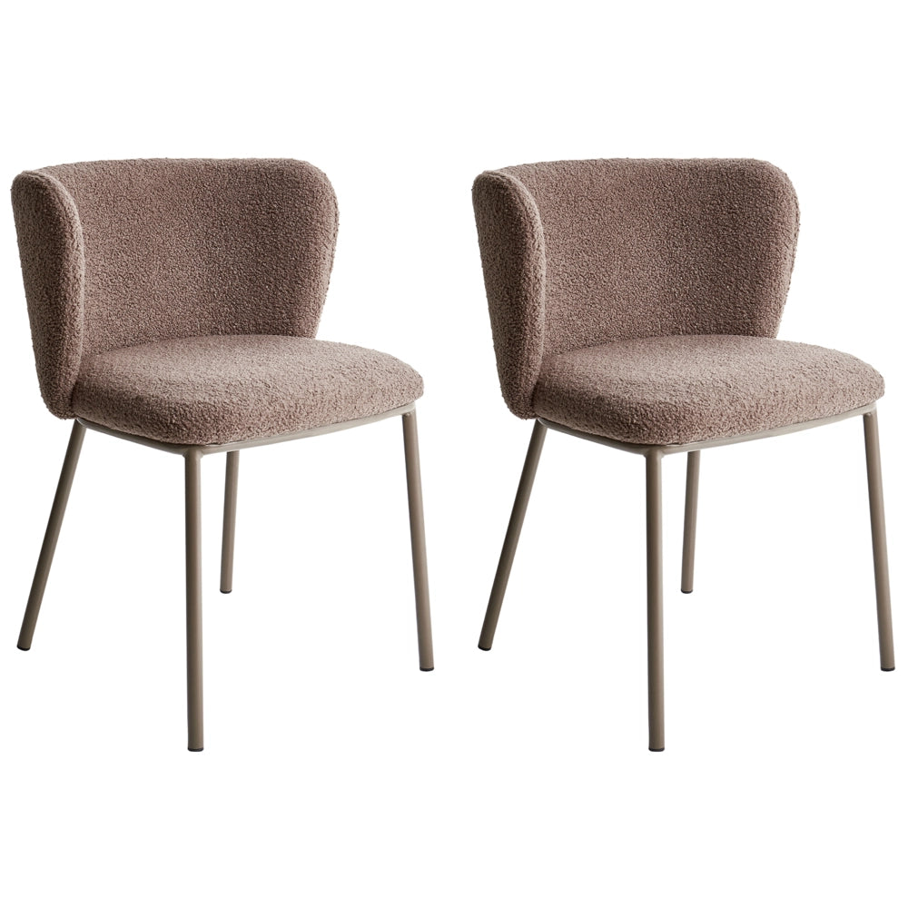 Set di 2 sedie da bar moderne in poliestere marrone chiaro Schienale curvo Gambe nere Sala da pranzo moderna Cucina