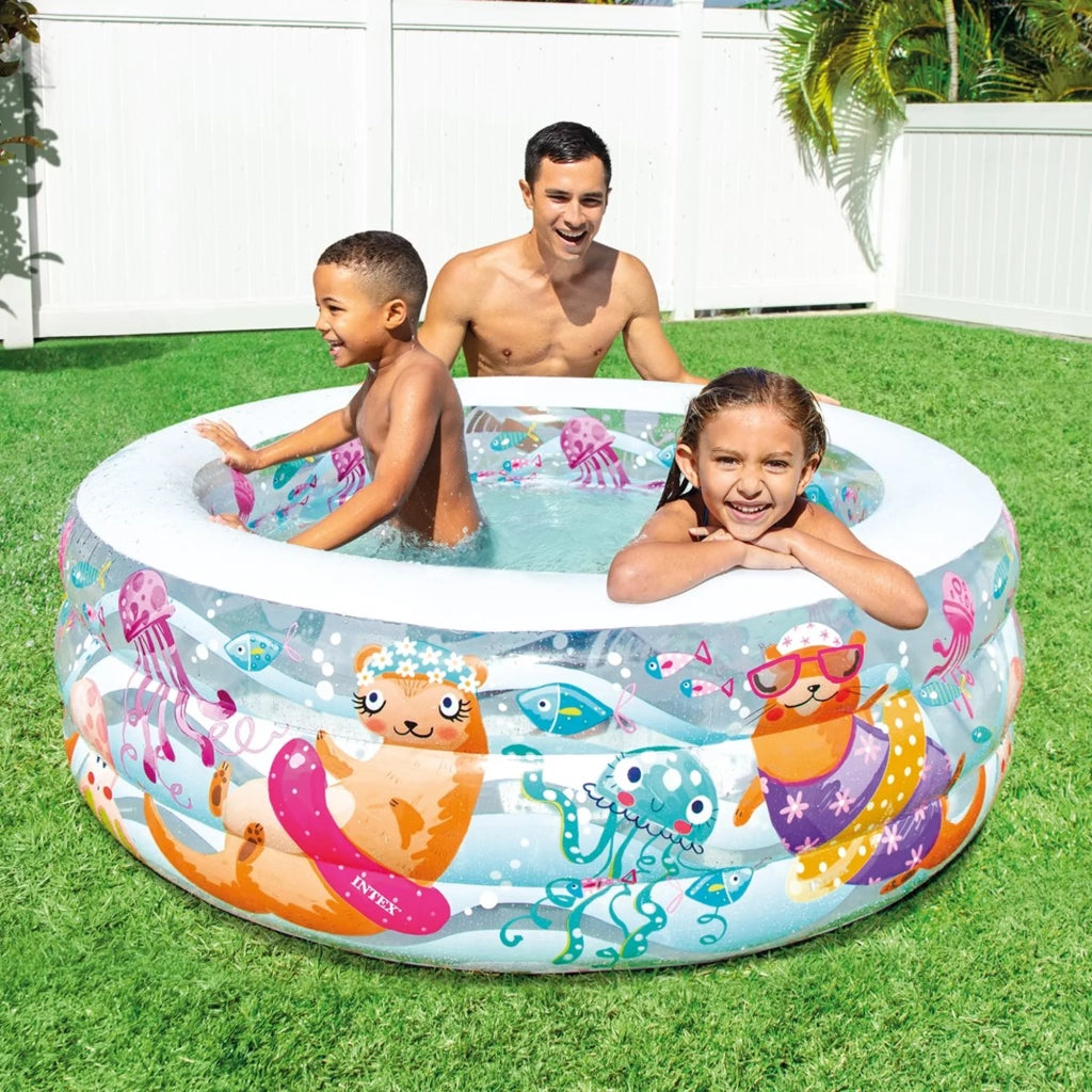 PISCINA GONFIABILE TONDA  AQUARIUM  +6 ANNI  cm.152x56h.  peso kg.3,50 (58480)    INTEX