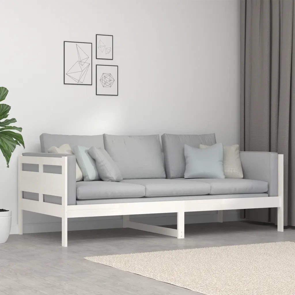 Letto singolo | Letto per adulti | Dormeuse Bianca in Legno Massello di Pino 90x200 cm