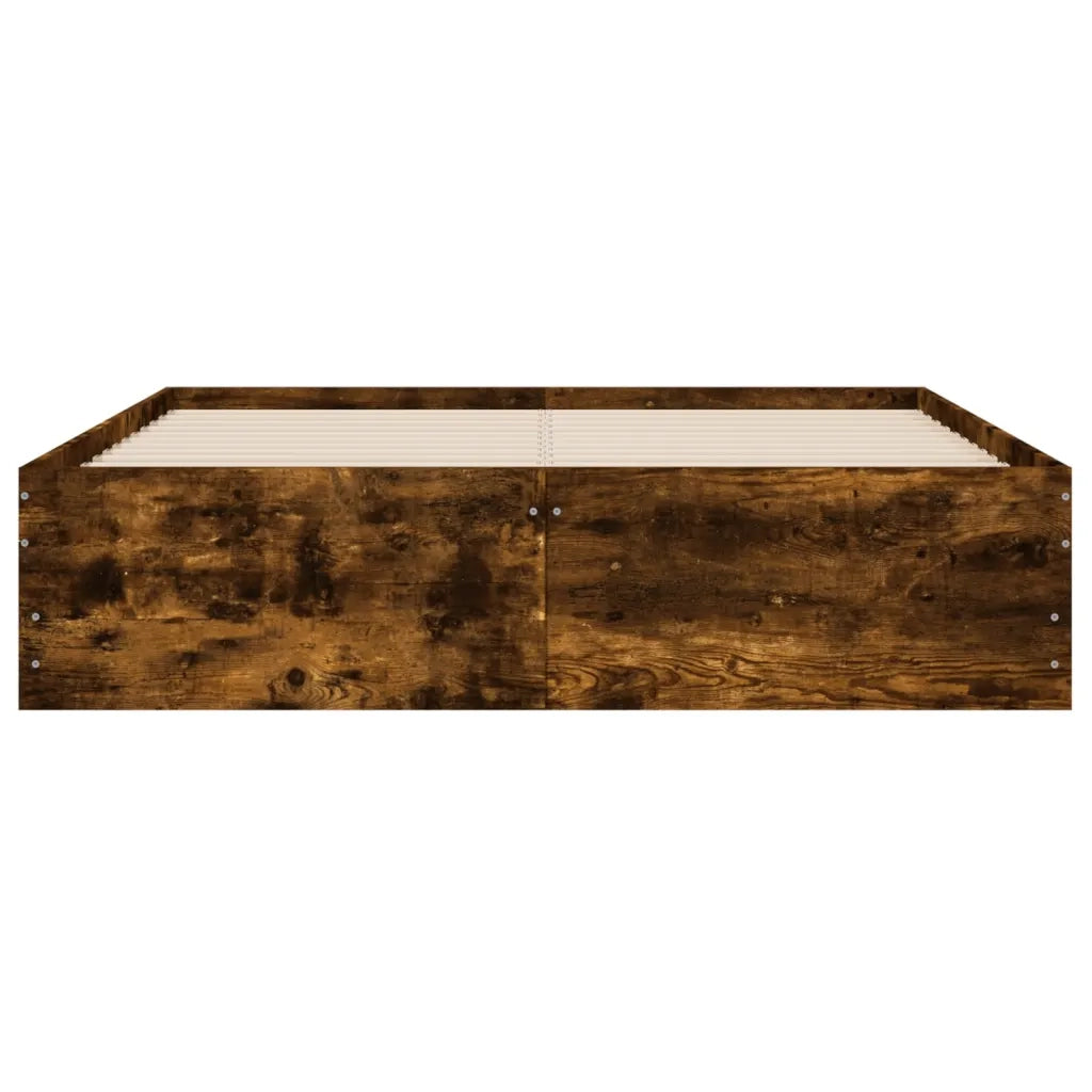Letto matrimoniale | Letto per adulti | Giroletto con Cassetti Rovere Fumo 135x190 cm Legno Multistrato