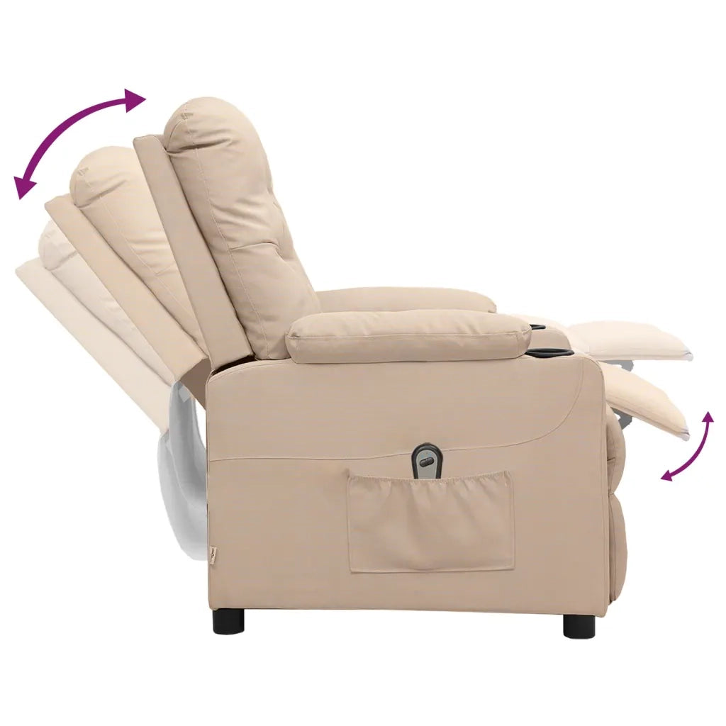 Poltrona | Sedia Relax Elettrica Reclinabile Crema in Tessuto
