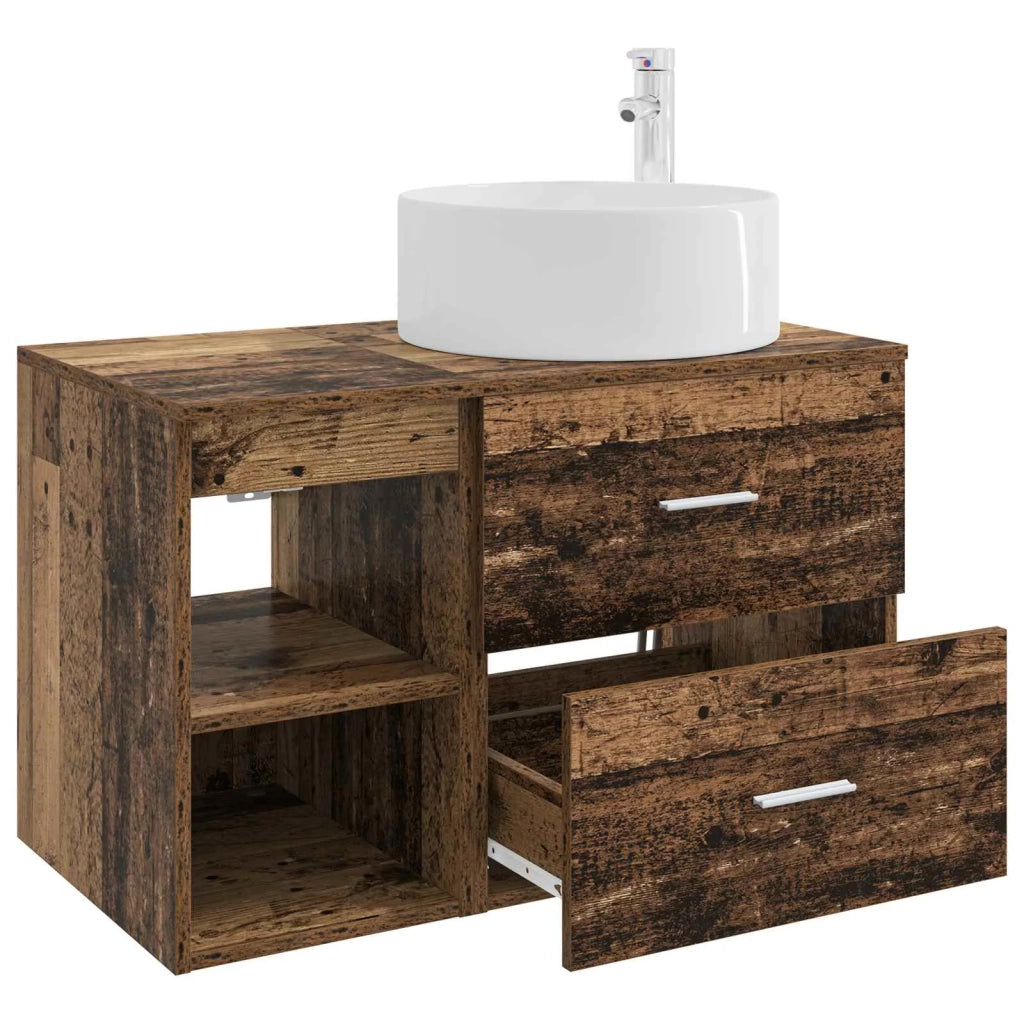 Set di mobili per il bagno 2 pcs Legno antico 3403934