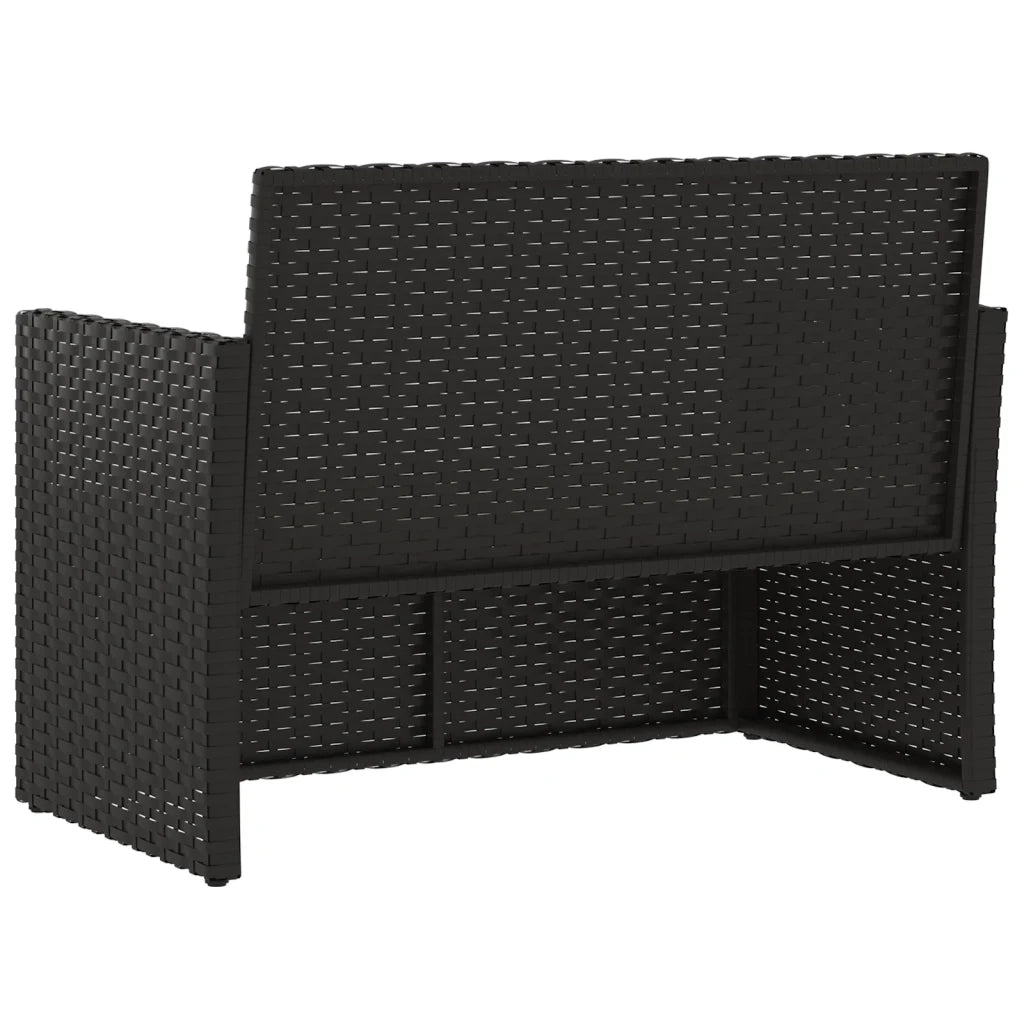 Panca da Giardino con Cuscini Nera 105 cm in Polyrattan 362316