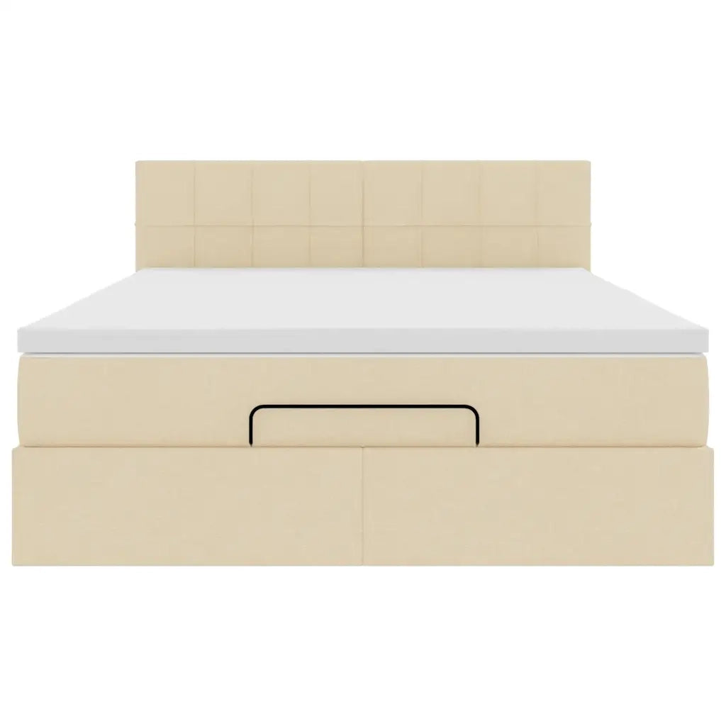 Pouf Letto con Materasso e LED Crema 140x200 cm in Tessuto 3312317