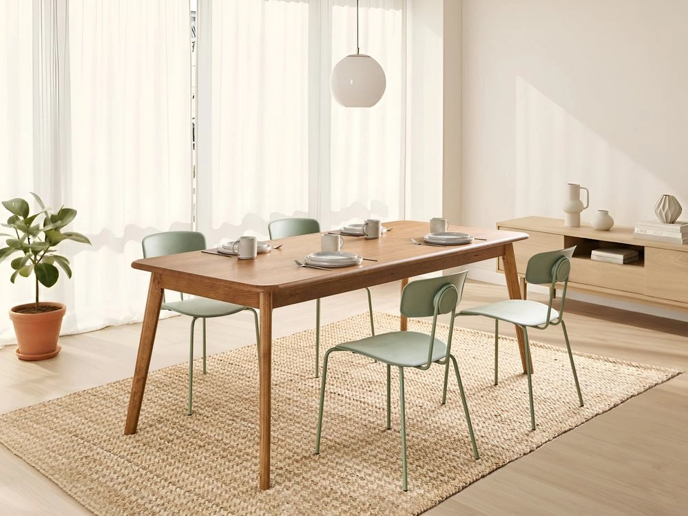 Tavolo da pranzo impiallacciato in legno di quercia scura MDF Gambe in legno di olmo 200 x 90 cm Piano rettangolare impiallacciato