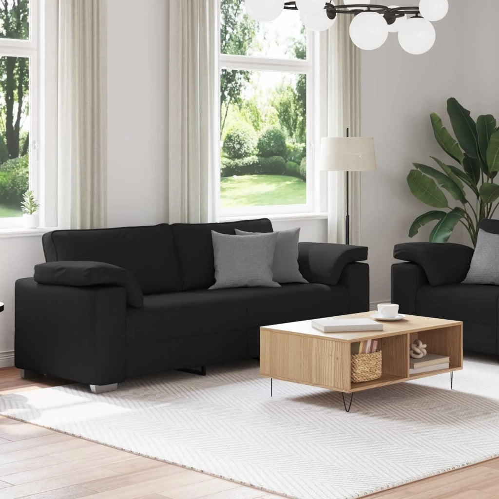 Divano 2 pcs Nero 219 x 80 x 82 cm Tessuto 3324742