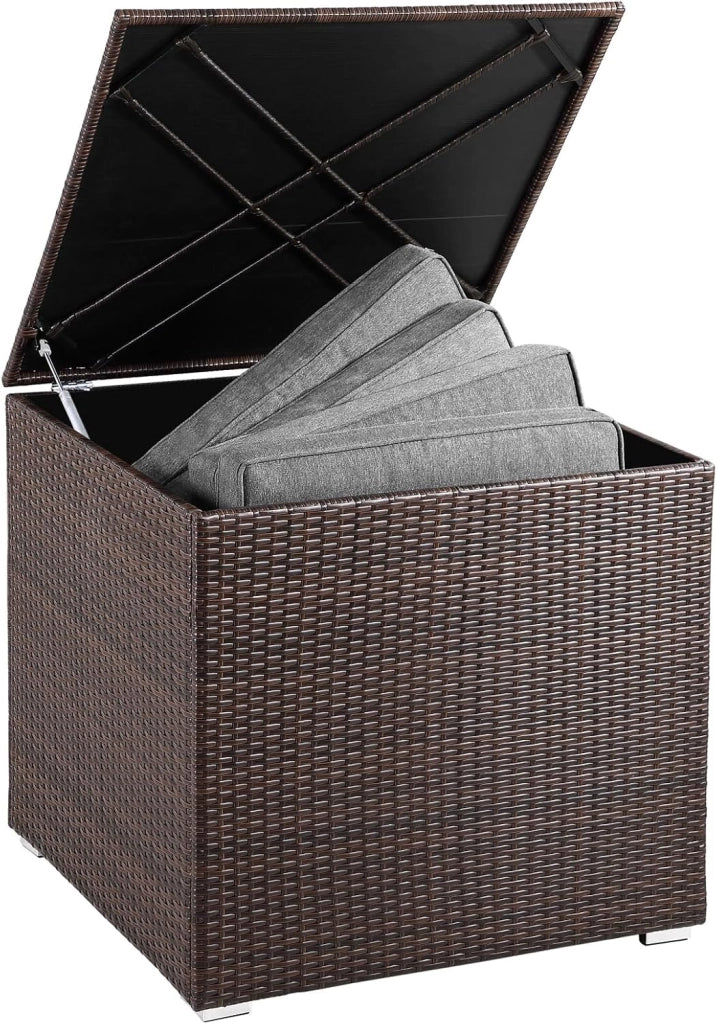 ® Baule da Giardino 318 L Impermeabile 75x75x70cm Contenitore Esterno Polyrattan Marrone