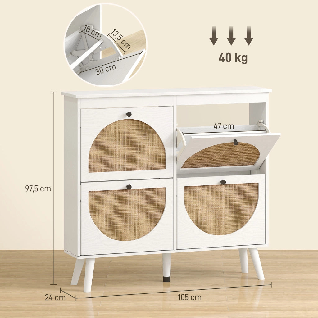 Scarpiera con ripiano regolabile ¨C zephmum ¨C bianco 105x24x97.5 cm