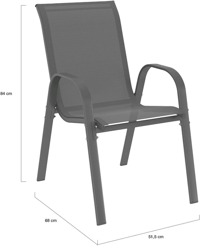 Set di mobili da Giardino Madrid Tavolo 150 CM e 6 sedie impilabili Grigio Antracite