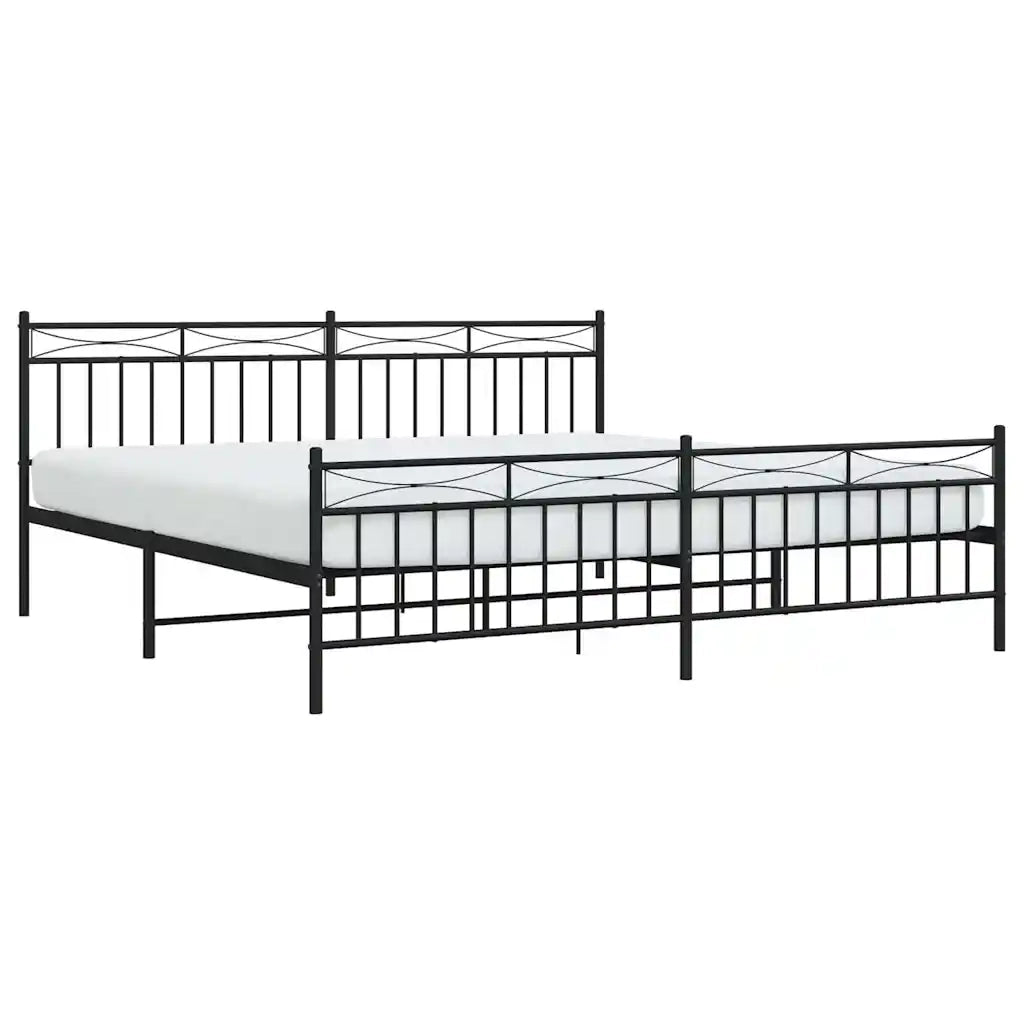 Giroletto con Testiera e Pediera Metallo Nero 193x203 cm 373715