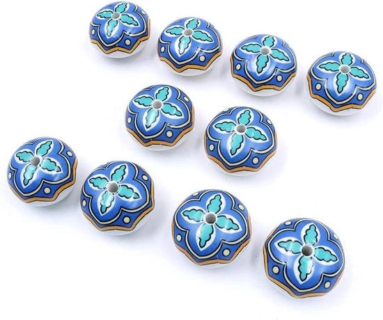 Maniglie in Ceramica a Mano a Mano - Fiori - Set da 10 - Design Europeo Moderno