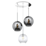 Lampadario Contemp Future Metallo Cromo Vetro Grande Trasp-Cromo 3 Luci E27