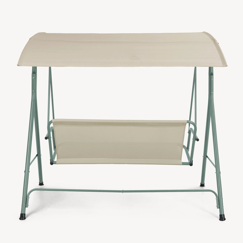 Dondolo da Giardino Satten a 3 Posti con Tettuccio Parasole 173x119x153 cm - Verde Chiaro / Beige [en.casa]