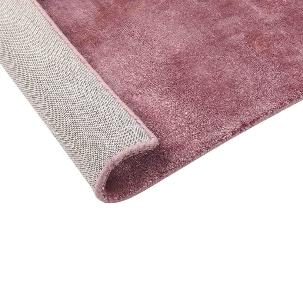 Tappeto in viscosa rosa 140 x 200 cm a pelo corto capitonné moderno